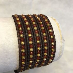 New Auth Chan Luu Carnelian & Gold Indian Bead Wra